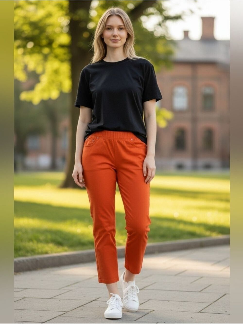 Womens Fall  Vibrant Orange Cropped Pants Minimalist Simple Y2k